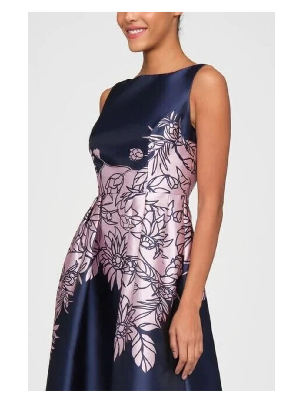 NEW Kay Unger Blue Evaline Placed Floral Cocktail Midi Dress Size 14 #MD2089 - Picture 4 of 9